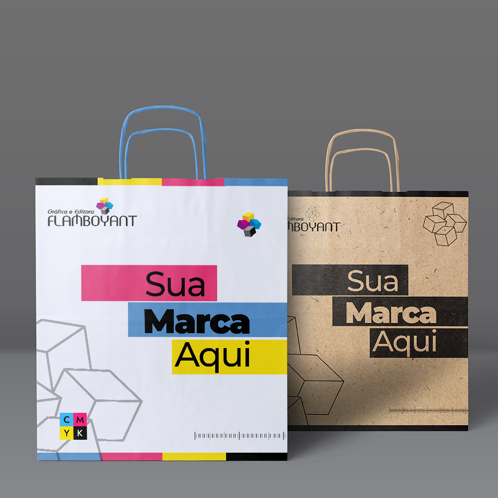 Sacola branca e kraft